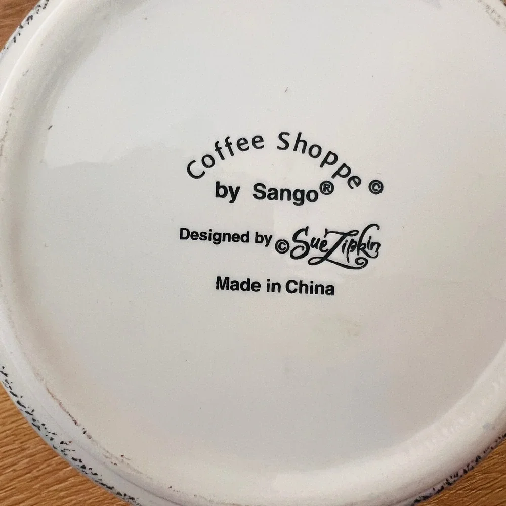 Sango Coffee Shoppe Sue Zipkin Ceramic Teapot Leaf Pattern Hand Painted Boho